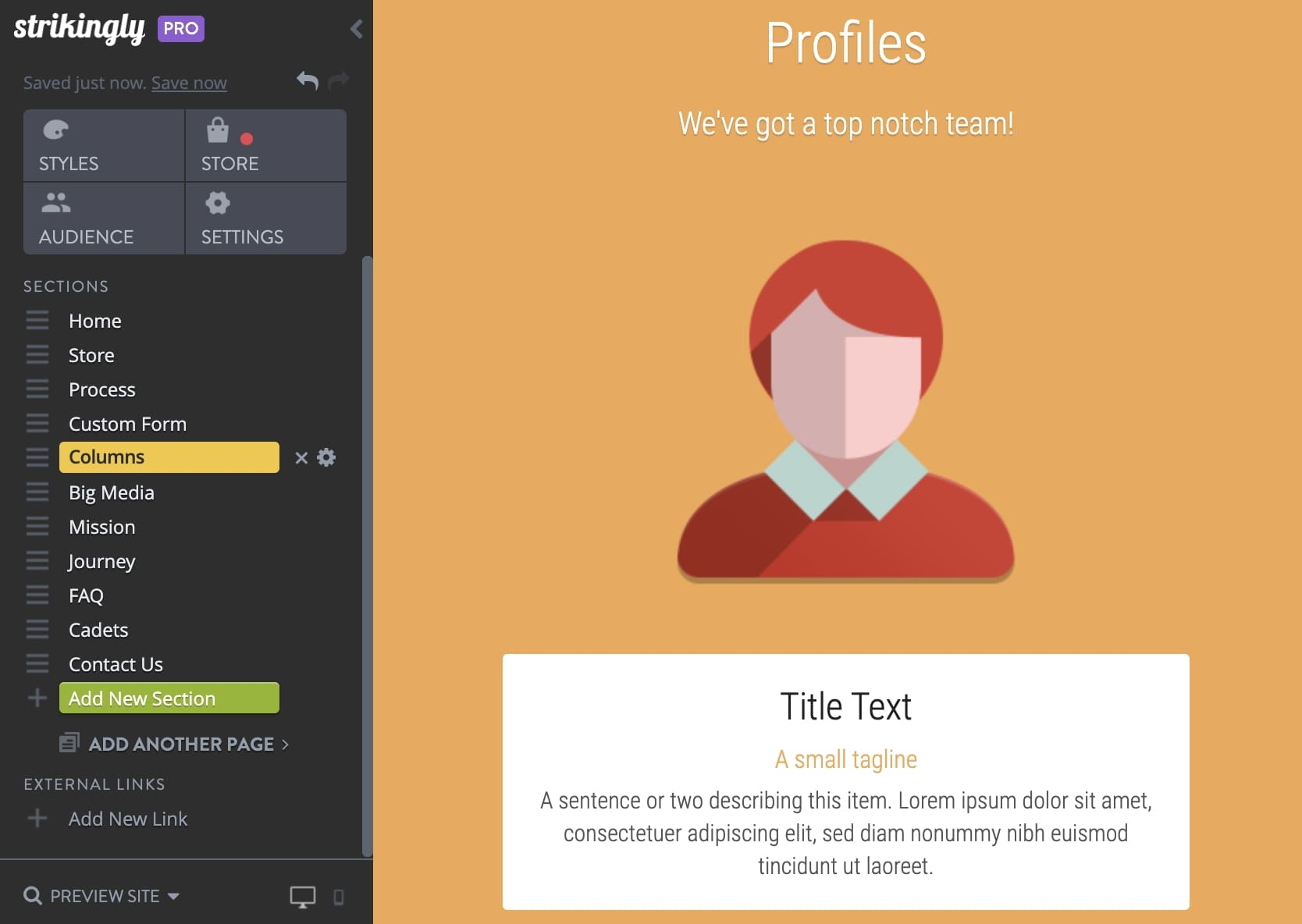 Strikingly Columns Section Strikingly Columns Section